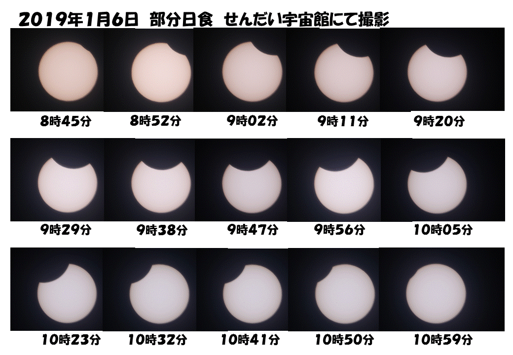 2019年1月6日 部分日食（経過画像）