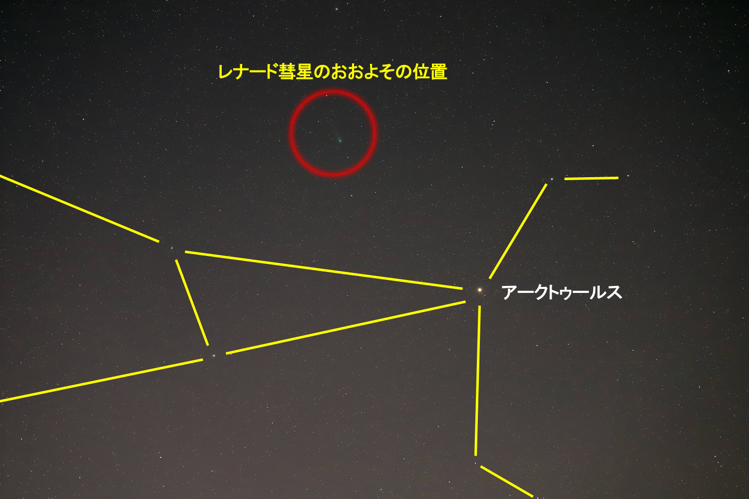 『C/2021 A1 レナード彗星』のおおよその位置(2021年12月5日)