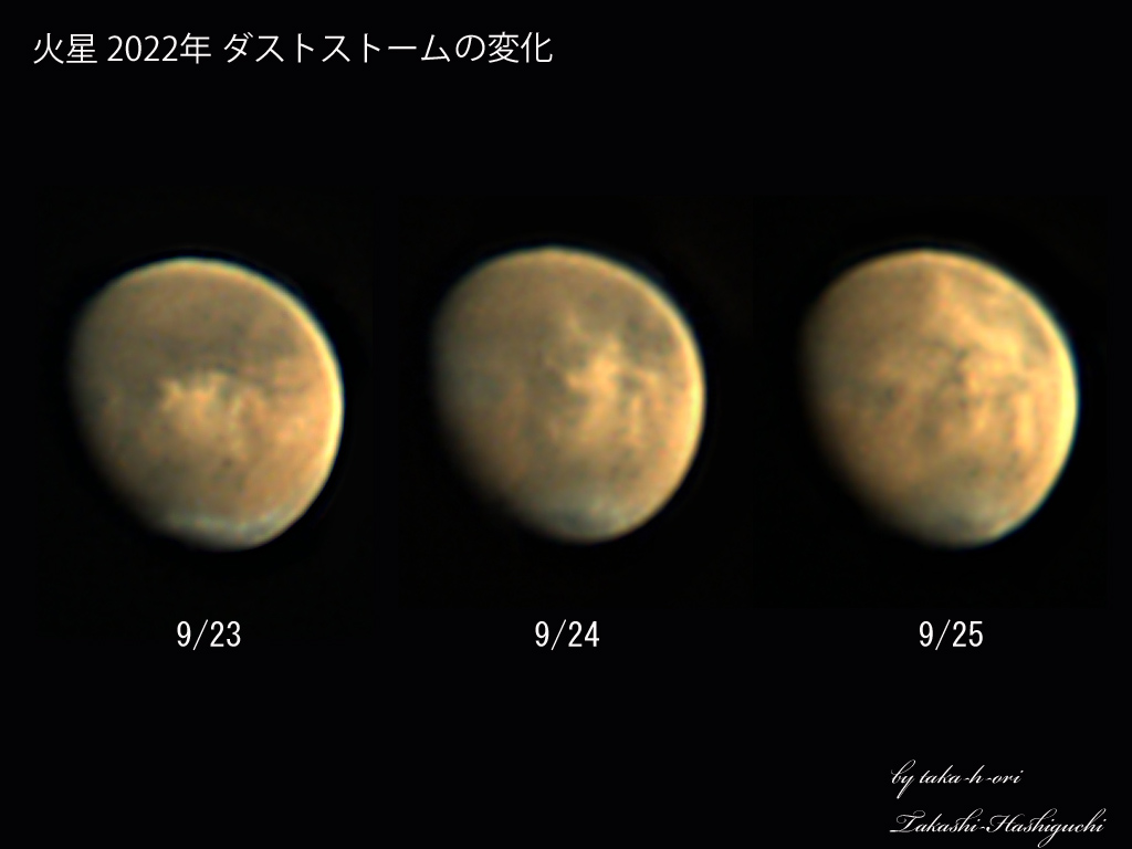 『火星 2022年 ダストストームの変化』(2022年9月23〜25日)