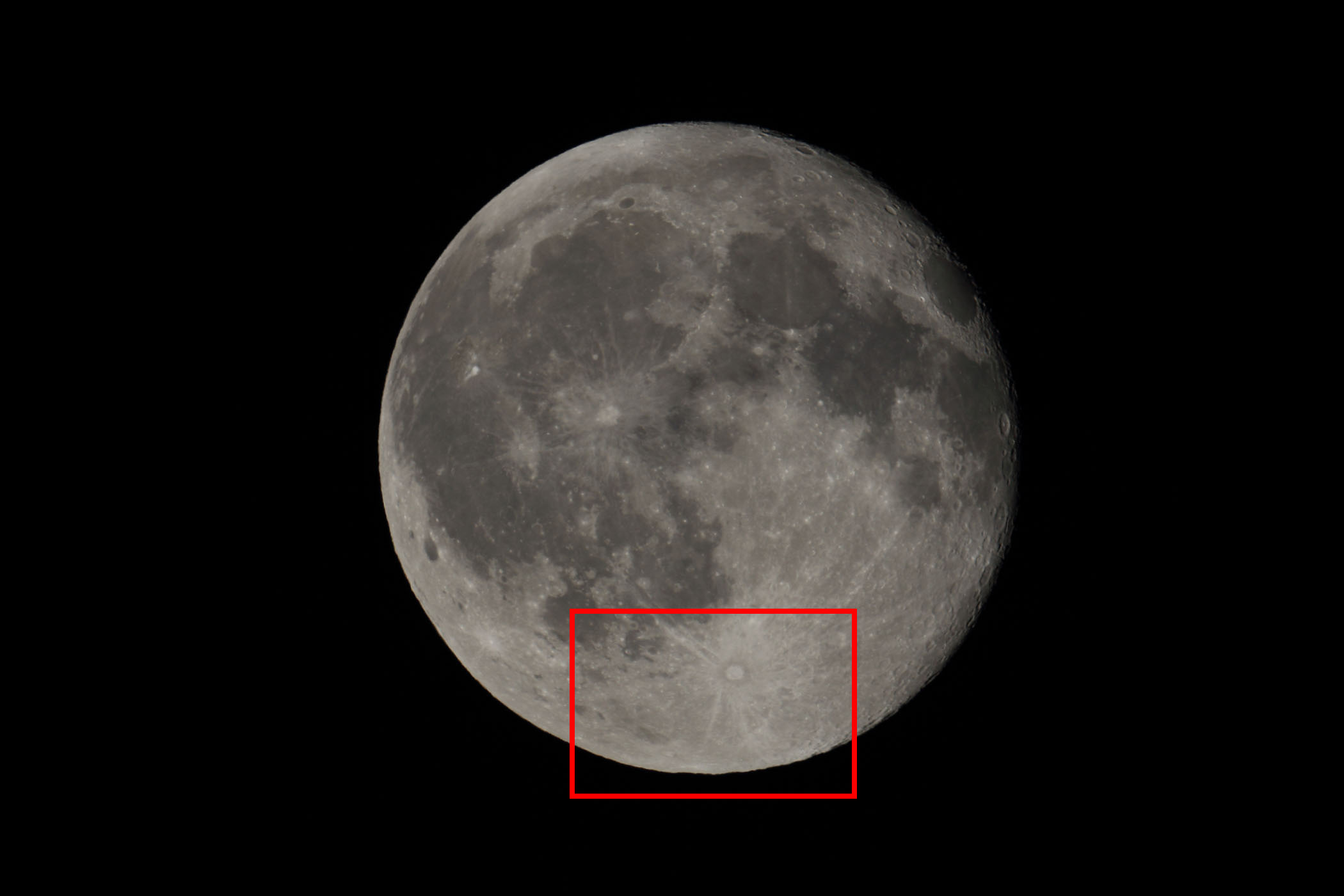 『月（月齢16.4）ティコ付近の位置』(2023年4月7日)