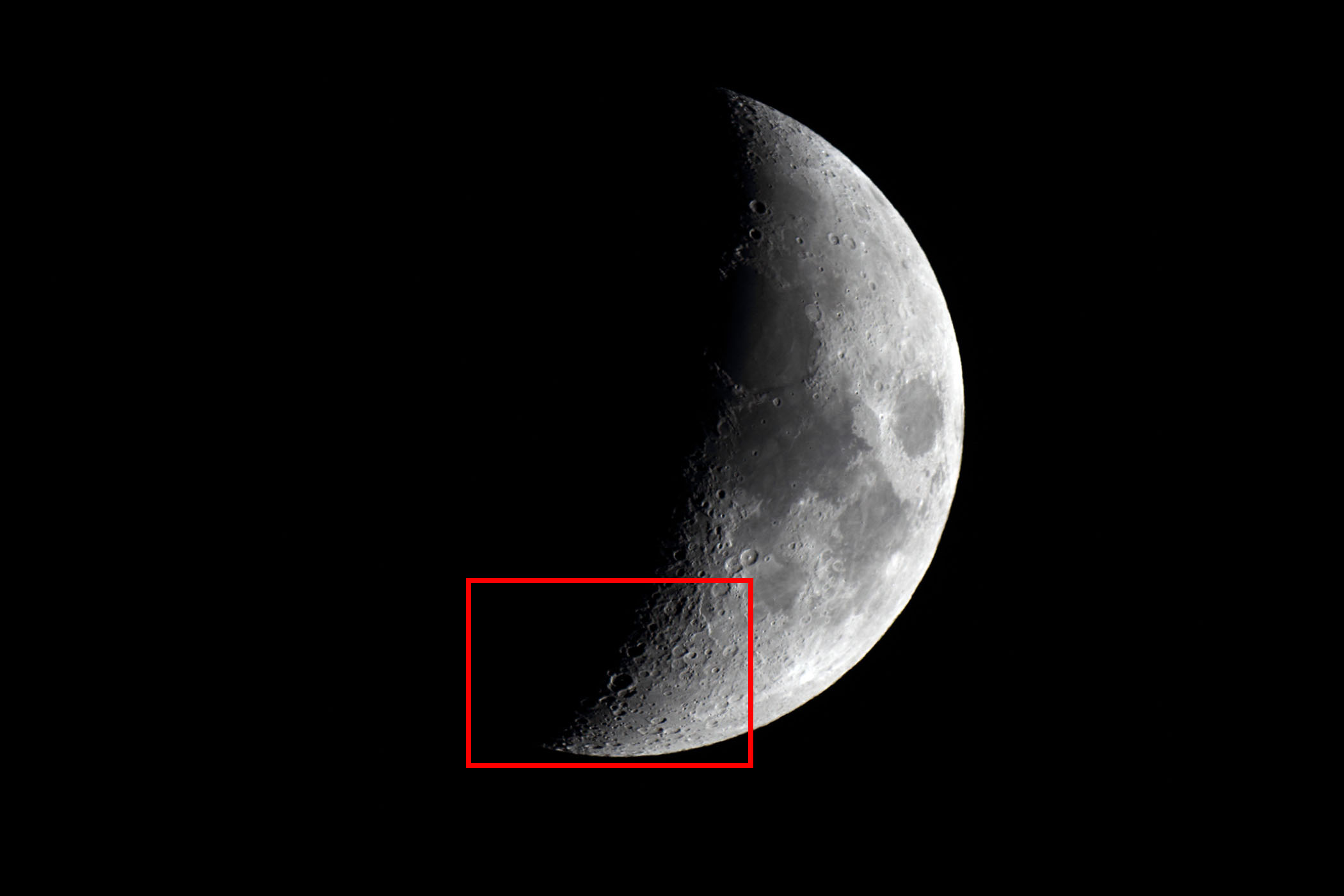 『月（月齢6.1）南極付近』(2023年11月19日)