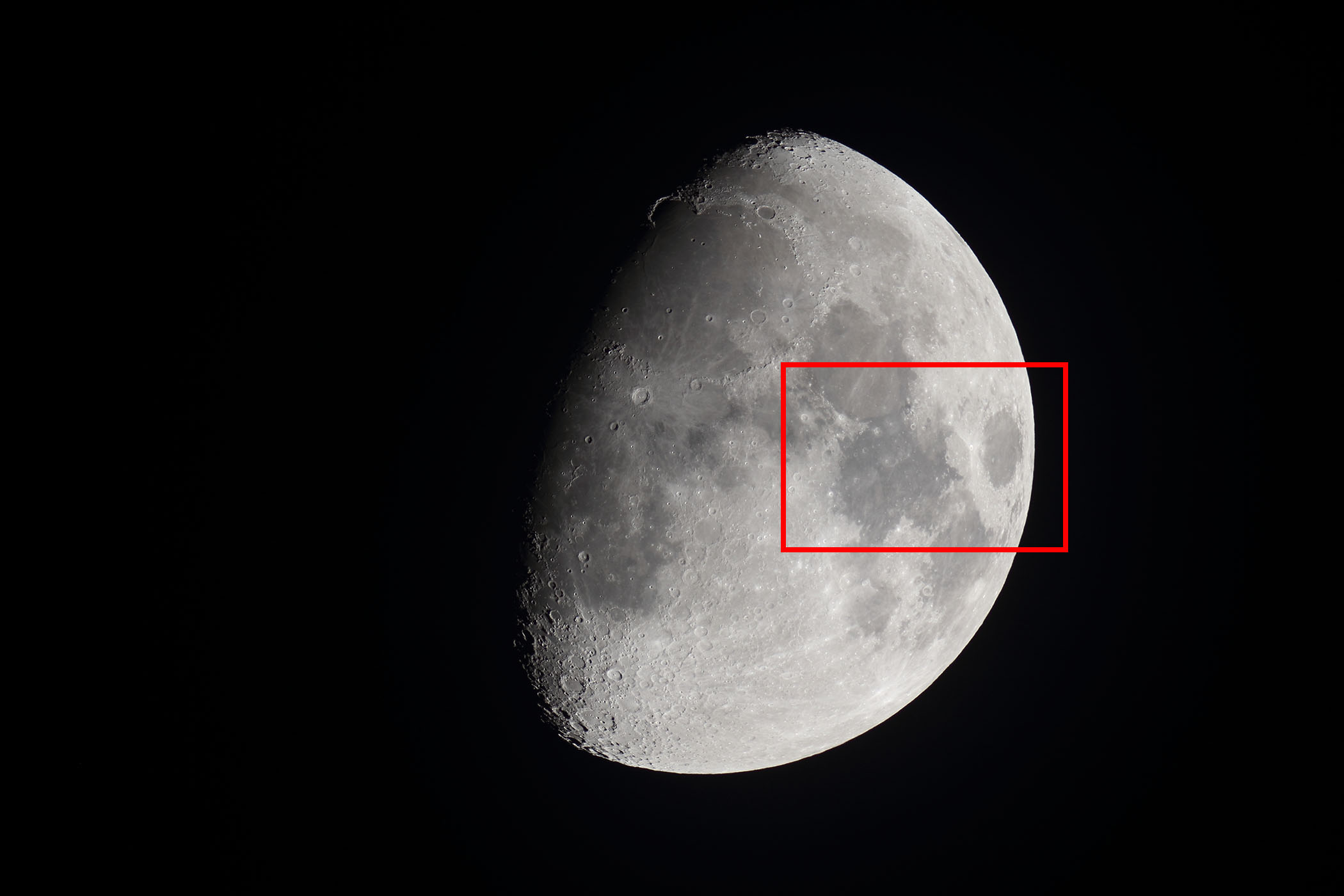 『月(月齢10.7)静かの海・危機の海付近』(2025年10月2日)