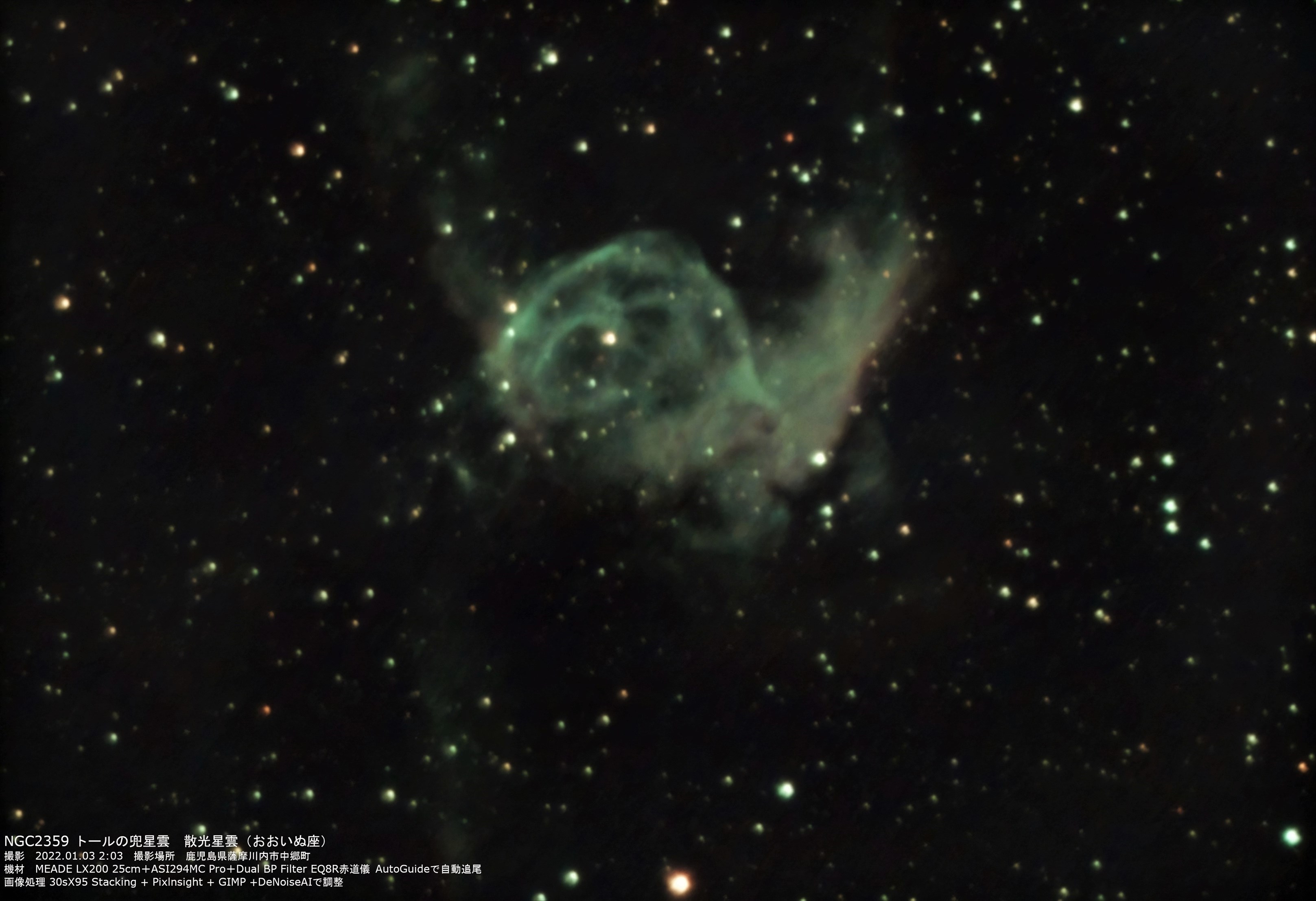 『NGC2359 トールの兜星雲』(2022年1月3日)