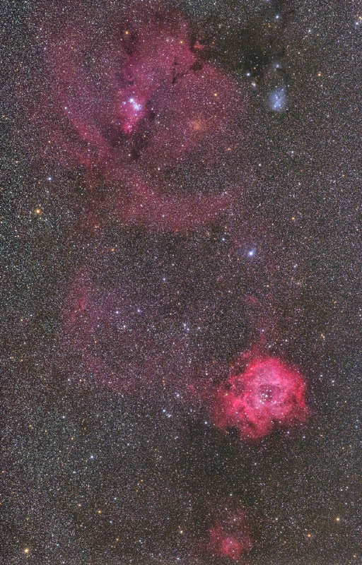 コーン星雲 から バラ星雲