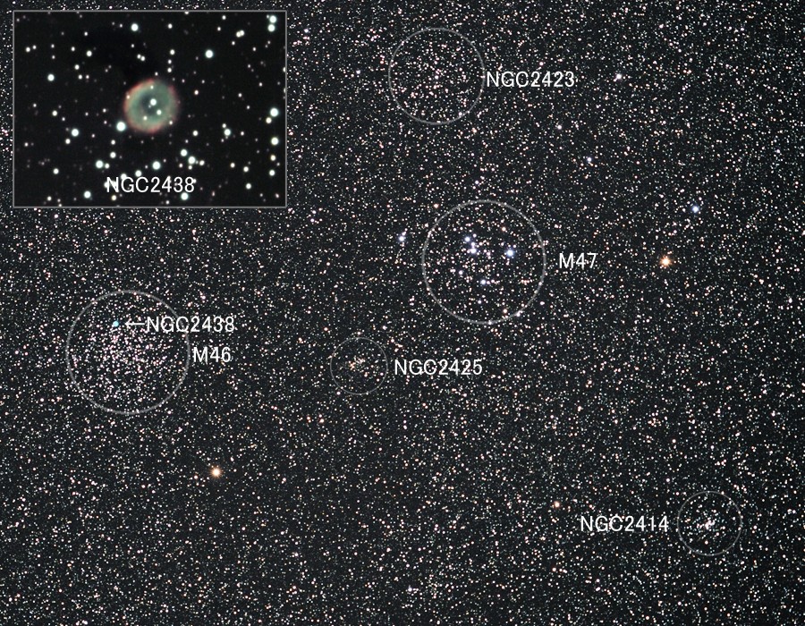 M46 M47 散開星団 キャプション