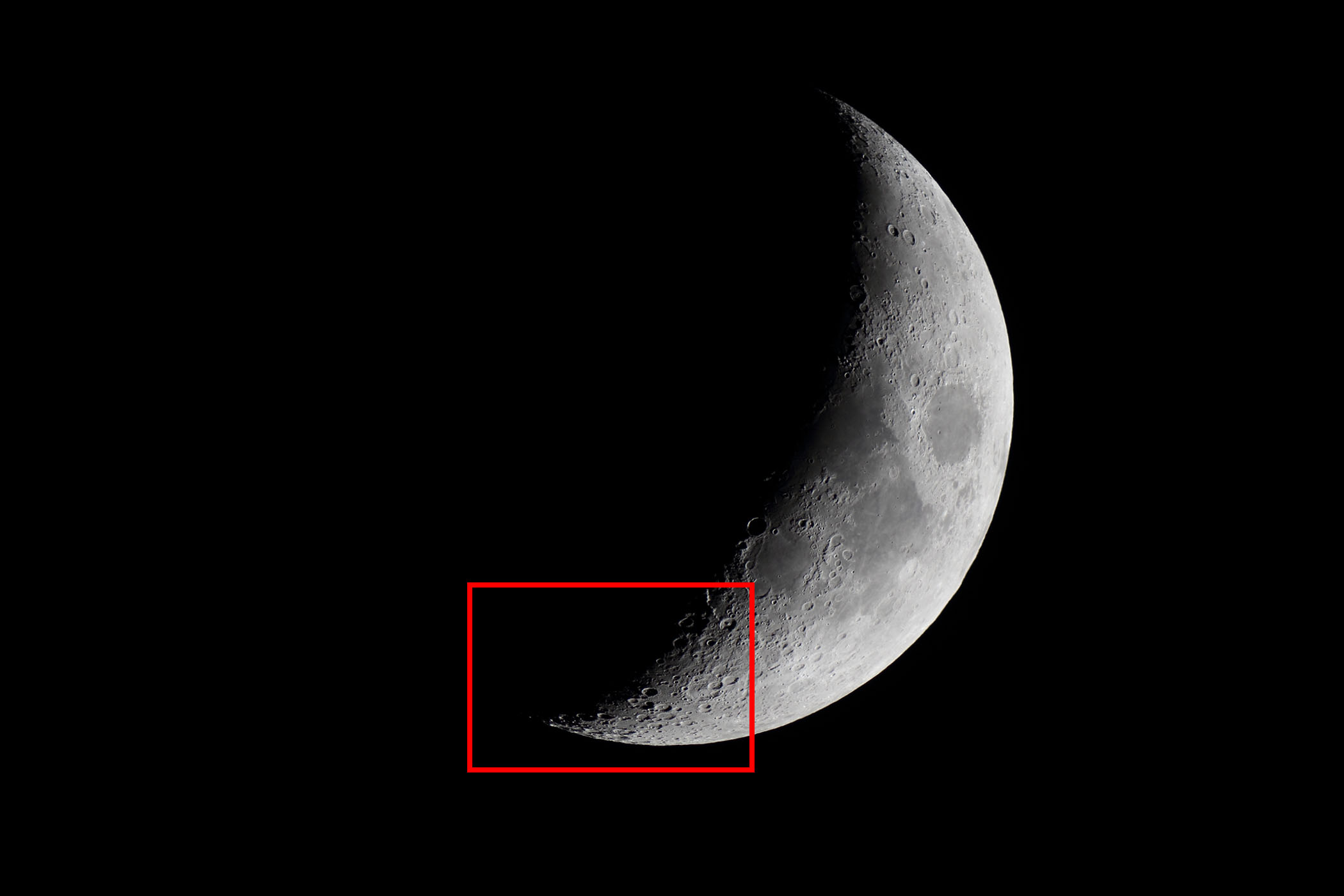 『月（月齢5.0）南極付近』(2024年1月16日)